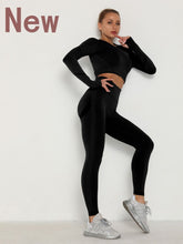 Load image into Gallery viewer, Women&#39;s Sets Skinny Tracksuit Breathable Bra Long Sleeve Top Seamless Outfits High Waist Push Up Leggings Gym Clothes Sport Suit
