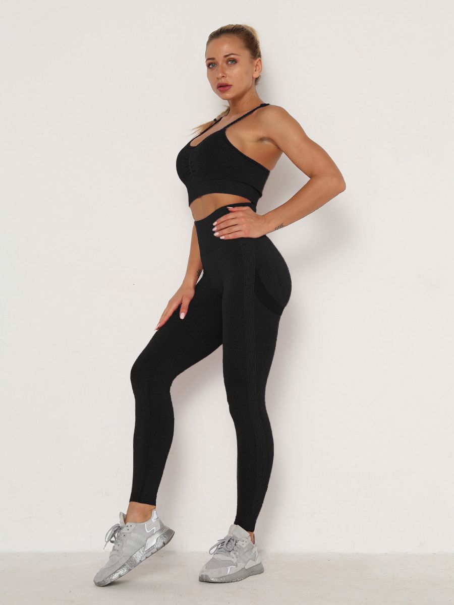 Women's Sets Skinny Tracksuit Breathable Bra Long Sleeve Top Seamless Outfits High Waist Push Up Leggings Gym Clothes Sport Suit